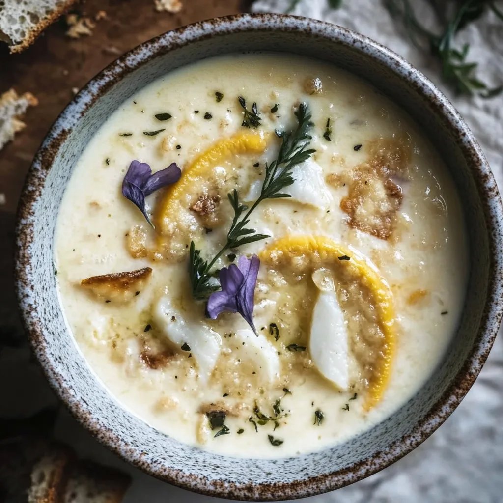 Cremige Sellerie - Birnen Suppe mit Lachs und Cracker Crunch!