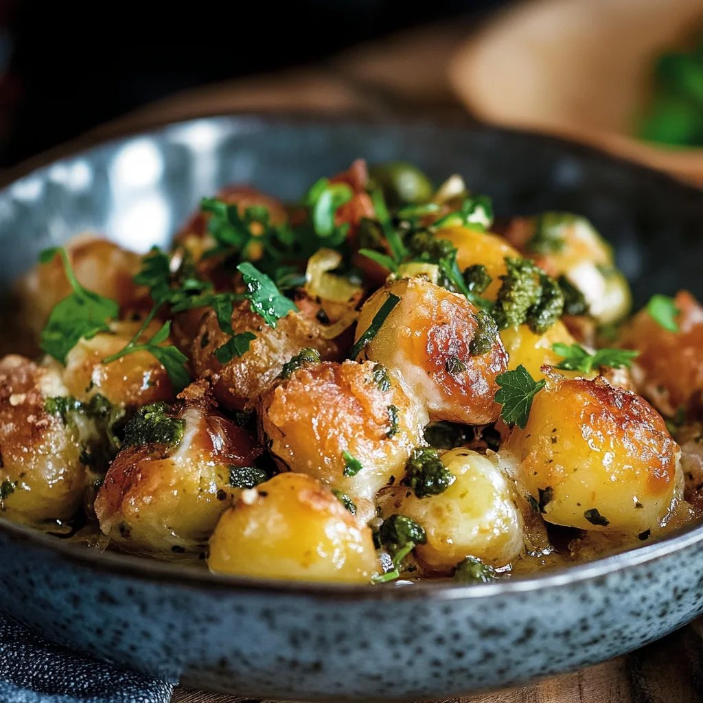 Kartoffel-Rosenkohl-Auflauf mit Speck