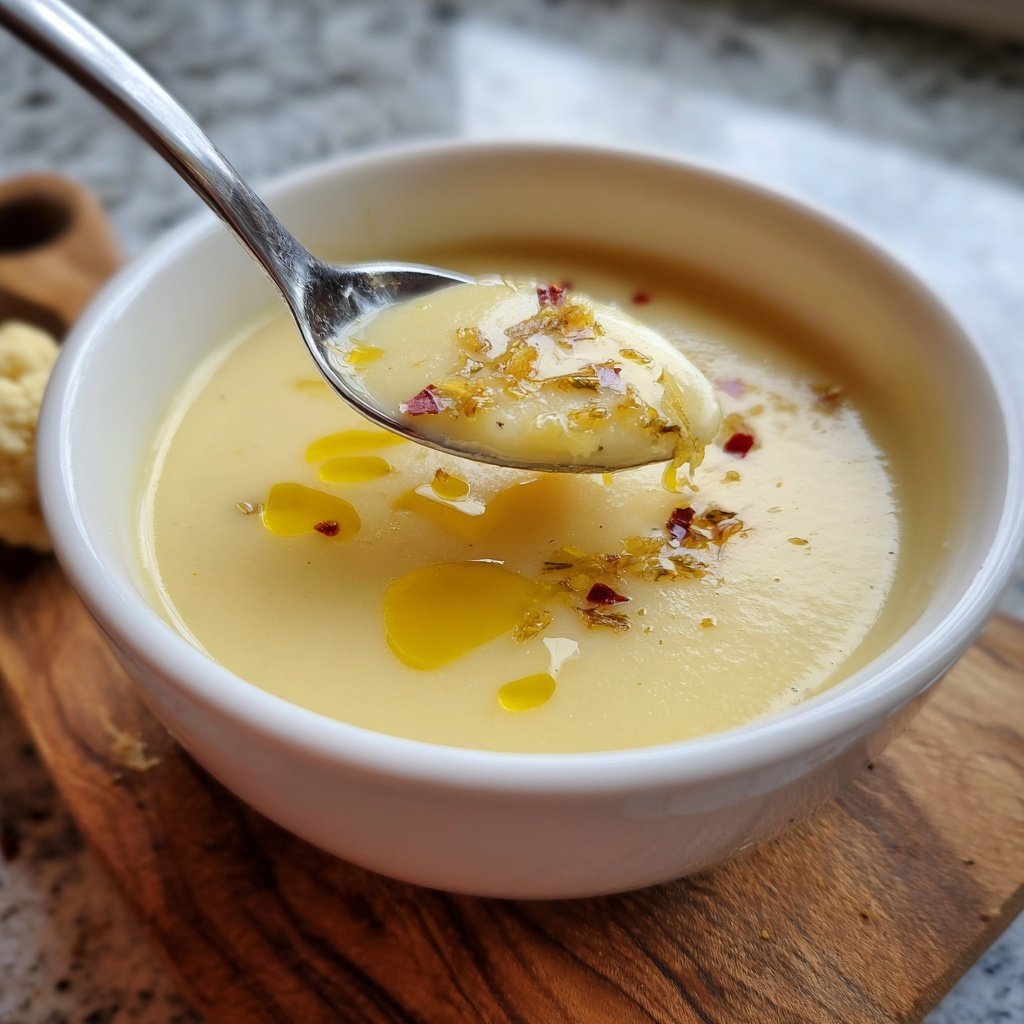 Cremige Blumenkohlsuppe mit Zitronenöl