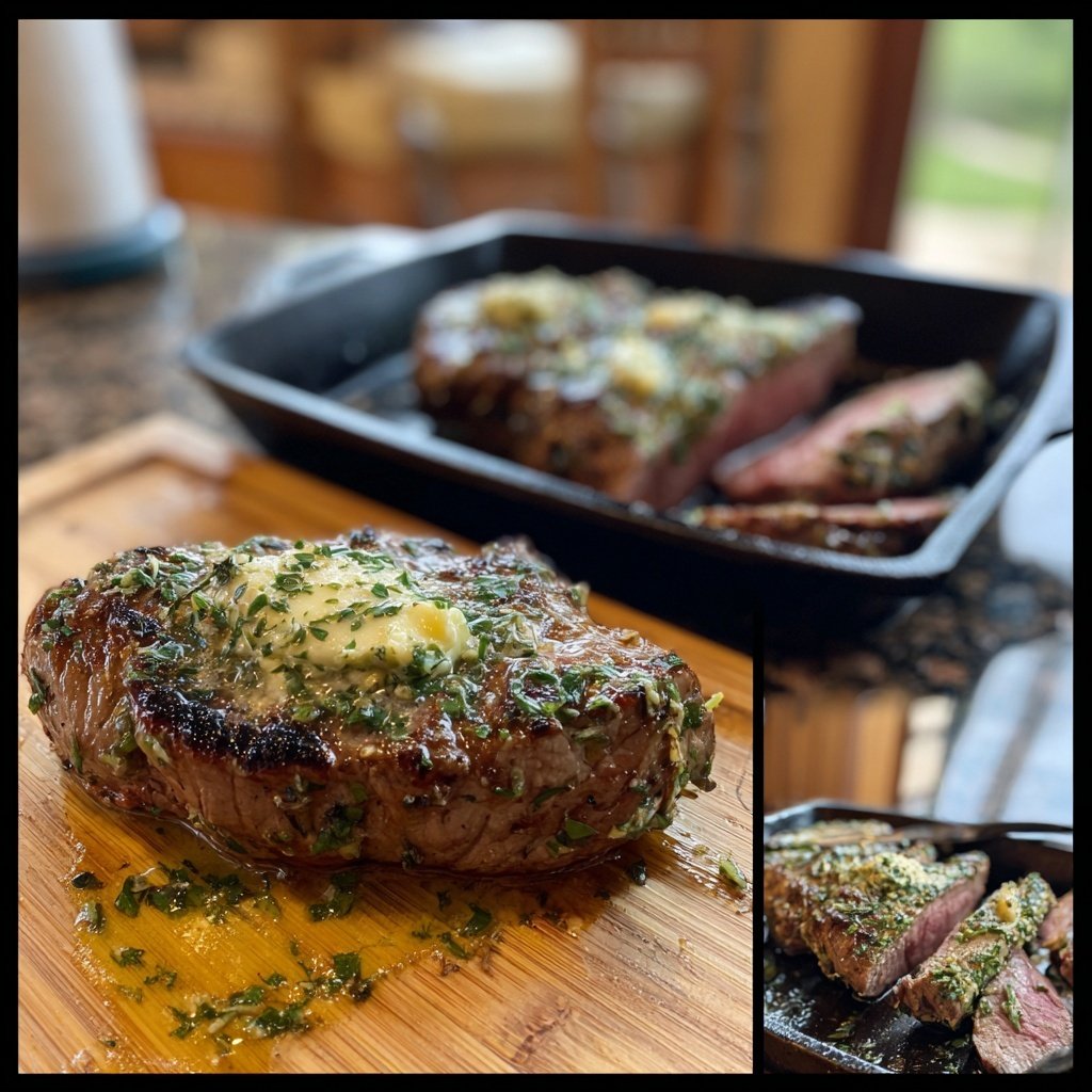 Gegrilltes Steak Mit Kräuterbutter
