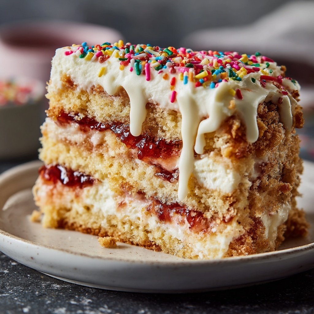 Geburtstagskuchen mit Streuseldecke
