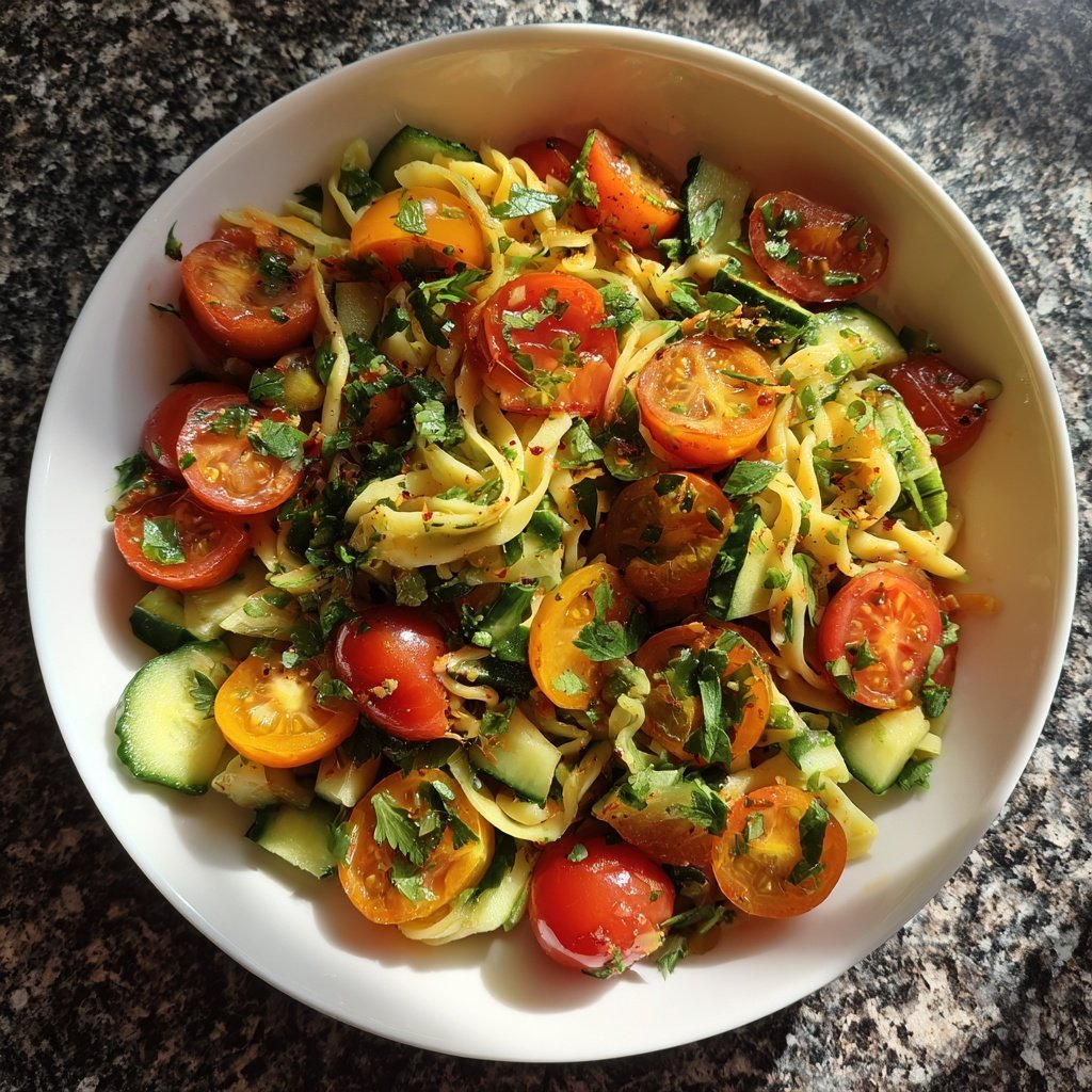 Mediterraner Nudelsalat Mit Gurke