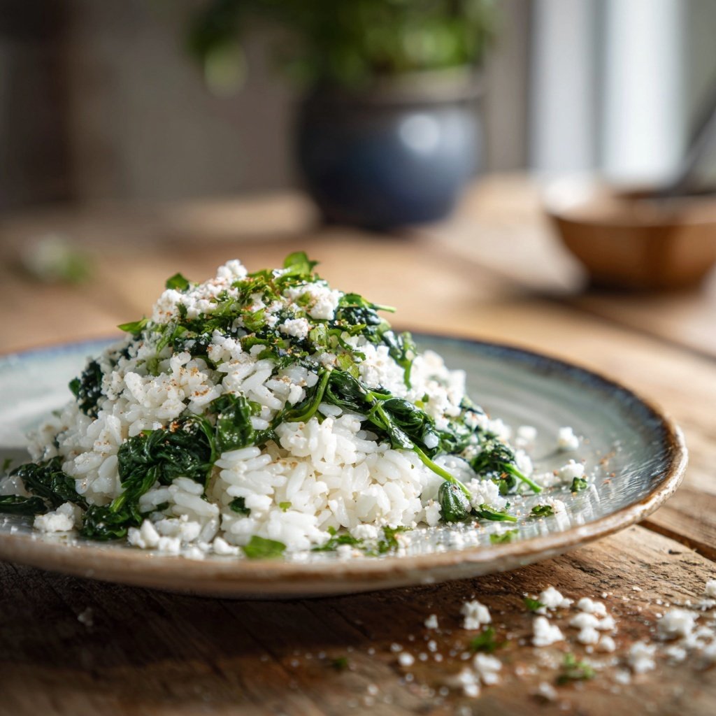 Kalorienarmes Reisgericht Mit Spinat
